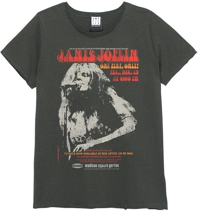 Amplified Janis Joplin Madison Square Garden Ladies Charcoal T Shirt