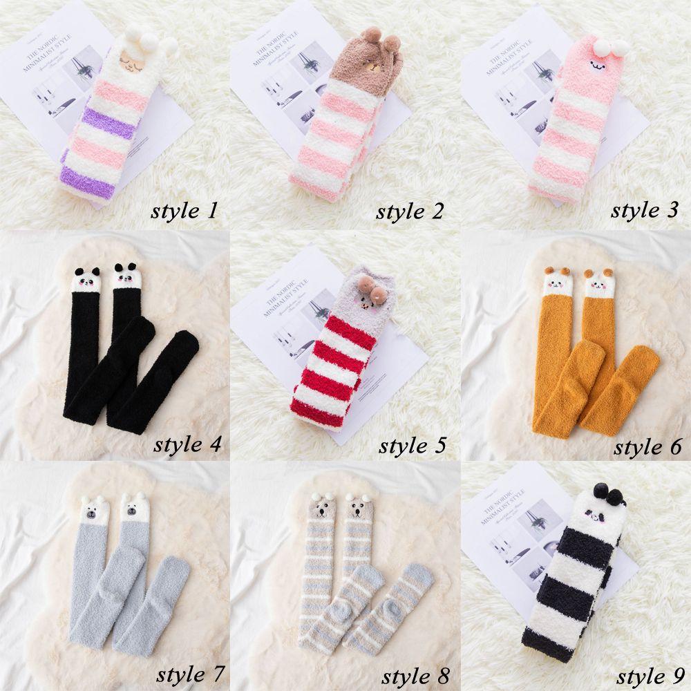 Bear Autumn Winter Women's Fashion Stockings Floor Socks Coral Fleece Socks Sleep Sock