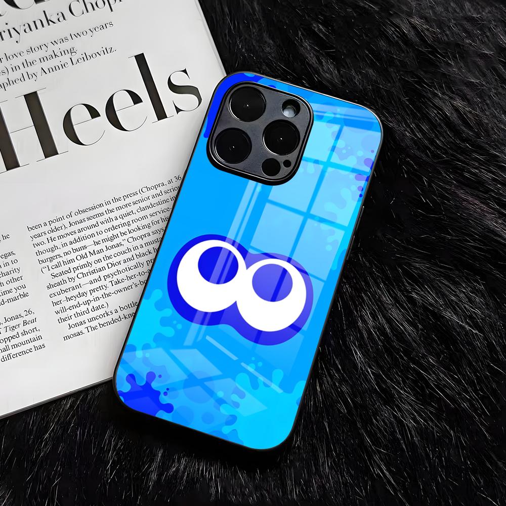 S-Splatoon Game Phone Case For IPhone 17 Air 16 E Pro Max 15 14 13 Mini 12 Pro 11 Max Plus Black Glass Cover