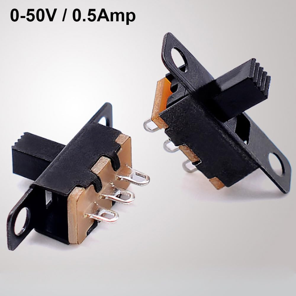 Gebildet 40pcs Slide Switch 250V/3A, 1P2T SPDT 3 Pin 2 Position SS12D10 and 50V/0.5A