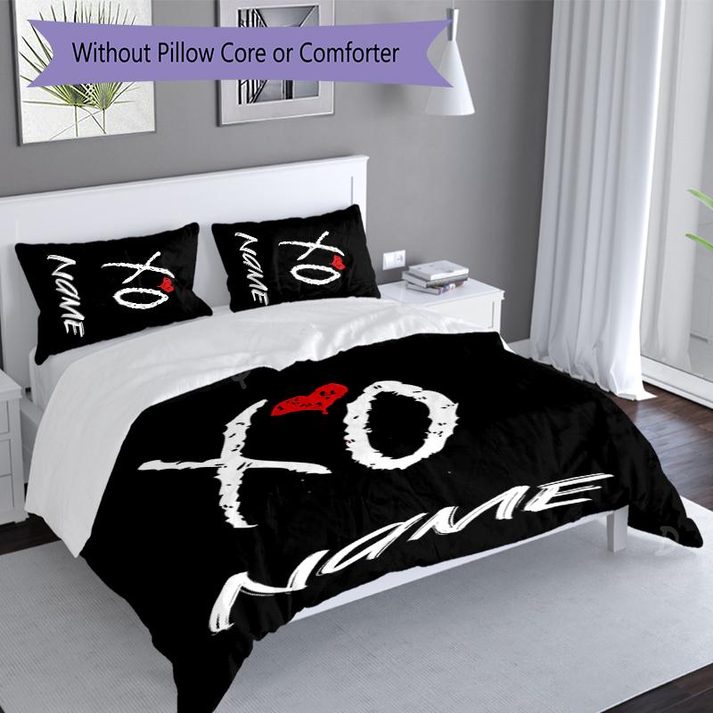3pcs Custom Name The Weeknd Bedding Set,Includes 1 Duvet Cover and 2 Pillowcases,All-season Bedroom Decor