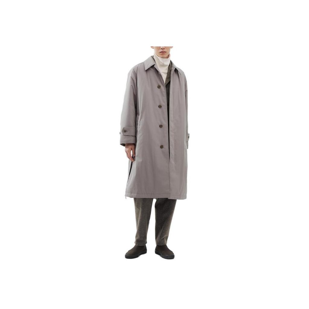 Uniqlo FW23 Серия U Однотонный Многослойный Длинный Плащ-Тренч Унисекс Верхняя одежда Светло-Серый 462853-05