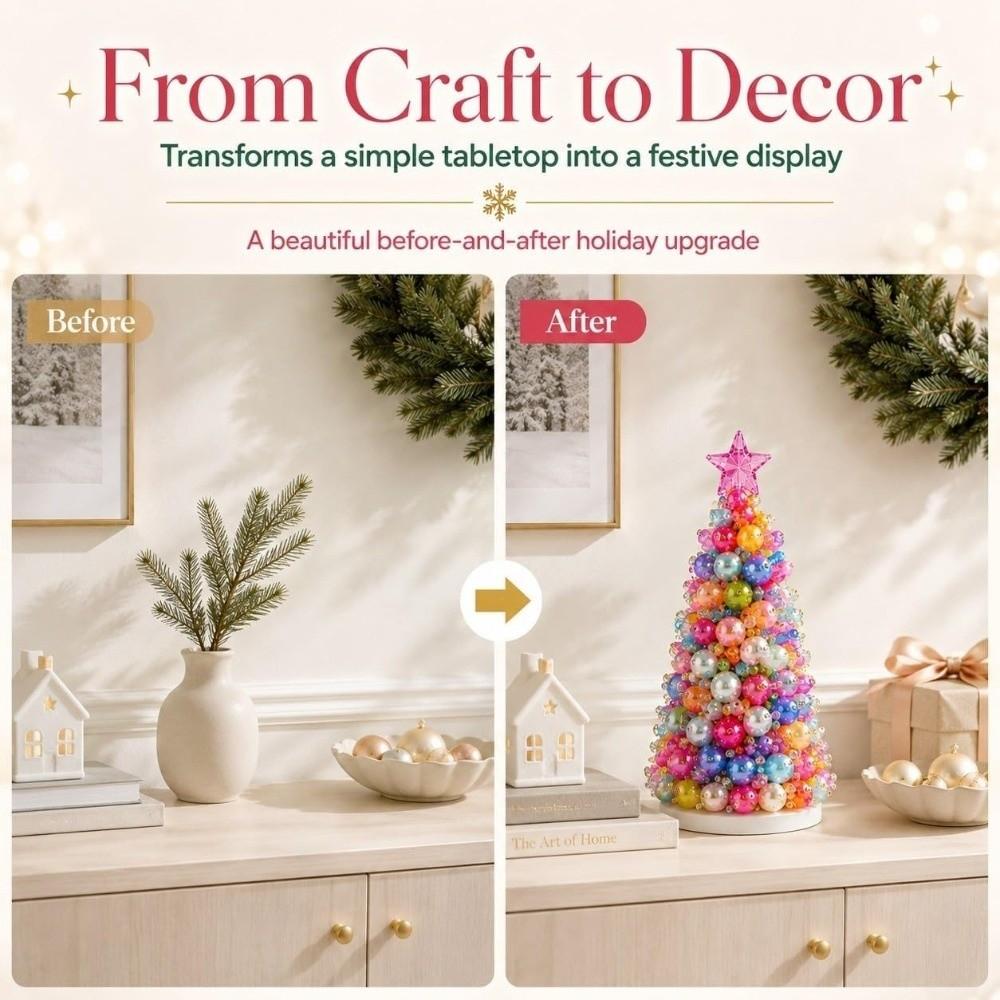 Educational Dreamy Beaded Christmas Tree DIY Kit Sparkling Mini Bead Weaving Set Beginner-Friendly
