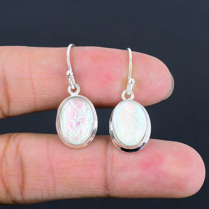 Белый опал кабошон 925 стерлинговое серебро ручной работы серьга легкий вес ручная работа серьга подарок для лучшей девушки подарок для невесты