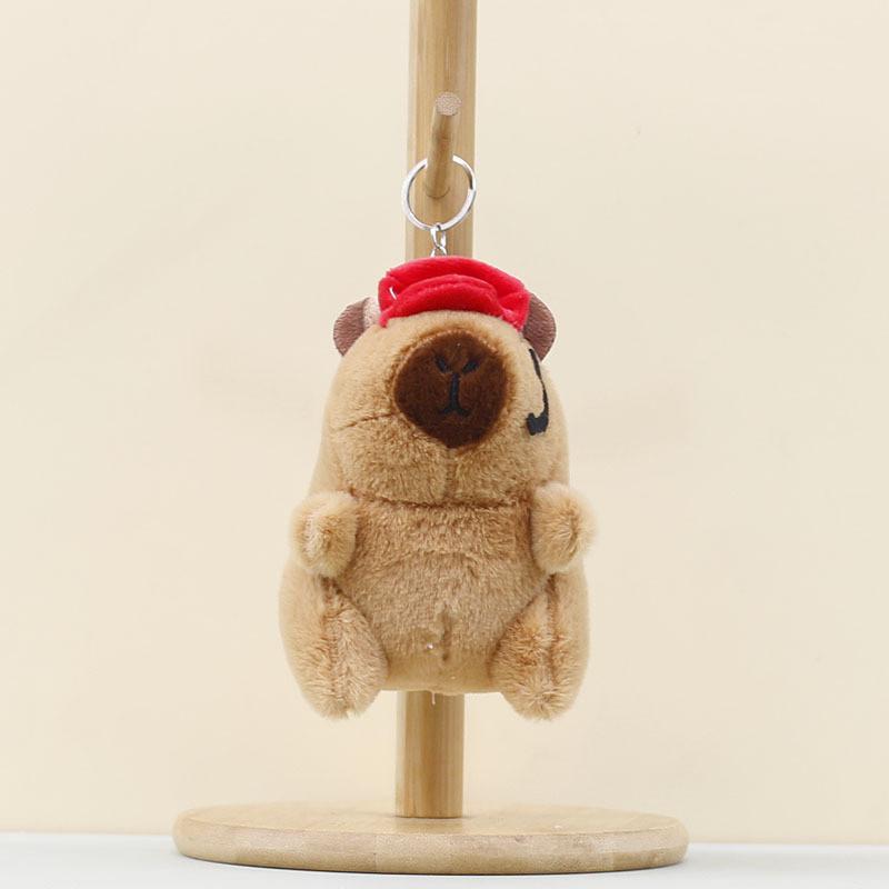 Plush Capybara Cook Pendant Toy Keychain Stuffed Doll Bag Decoration Kids Gift