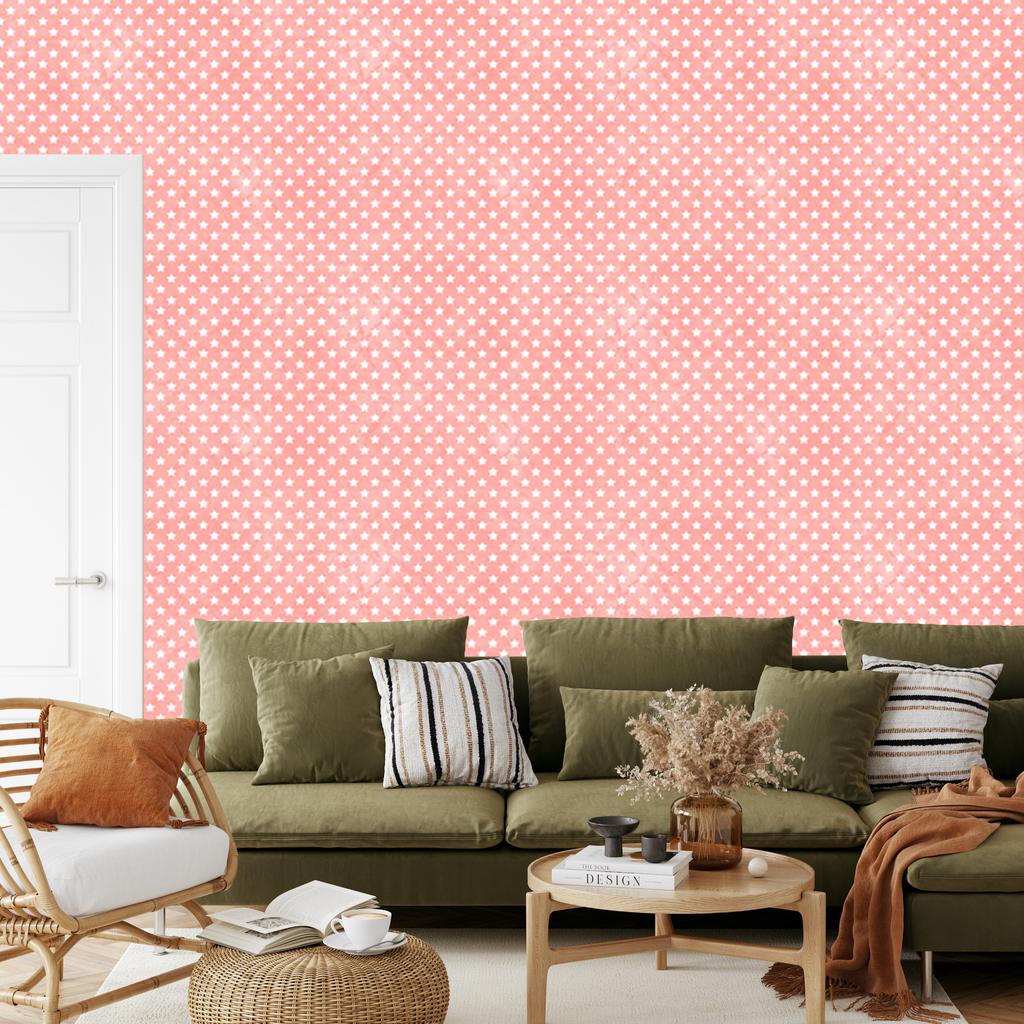 Wallpaper Stars Coral, Soft Forms for Living Room and Bedroom 50x1000