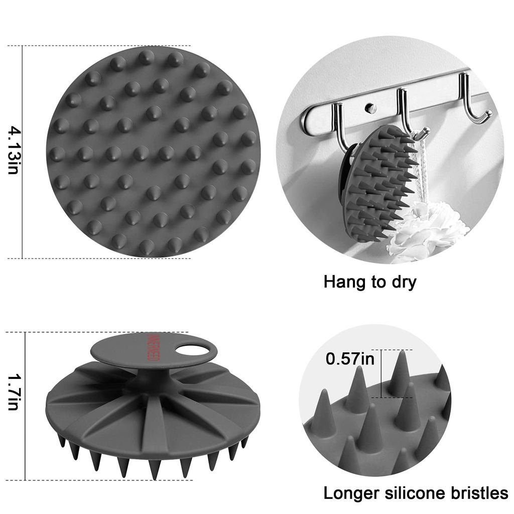 INNERNEED Shampoo 46 Scalp Brush for Cleansing and Wet and Dry Bath Brush with Unisex for All Hair Types Brush, Silicone, Soft, Long-Pronged Massage,