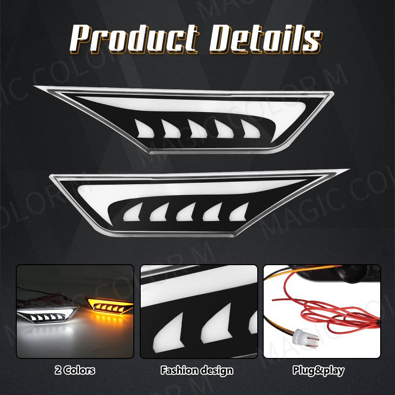2Pcs Turn Signal Light LED Side Marker for Honda Civic 2016 2017 2018 Car Fender Position Lamp White Yellow 12V