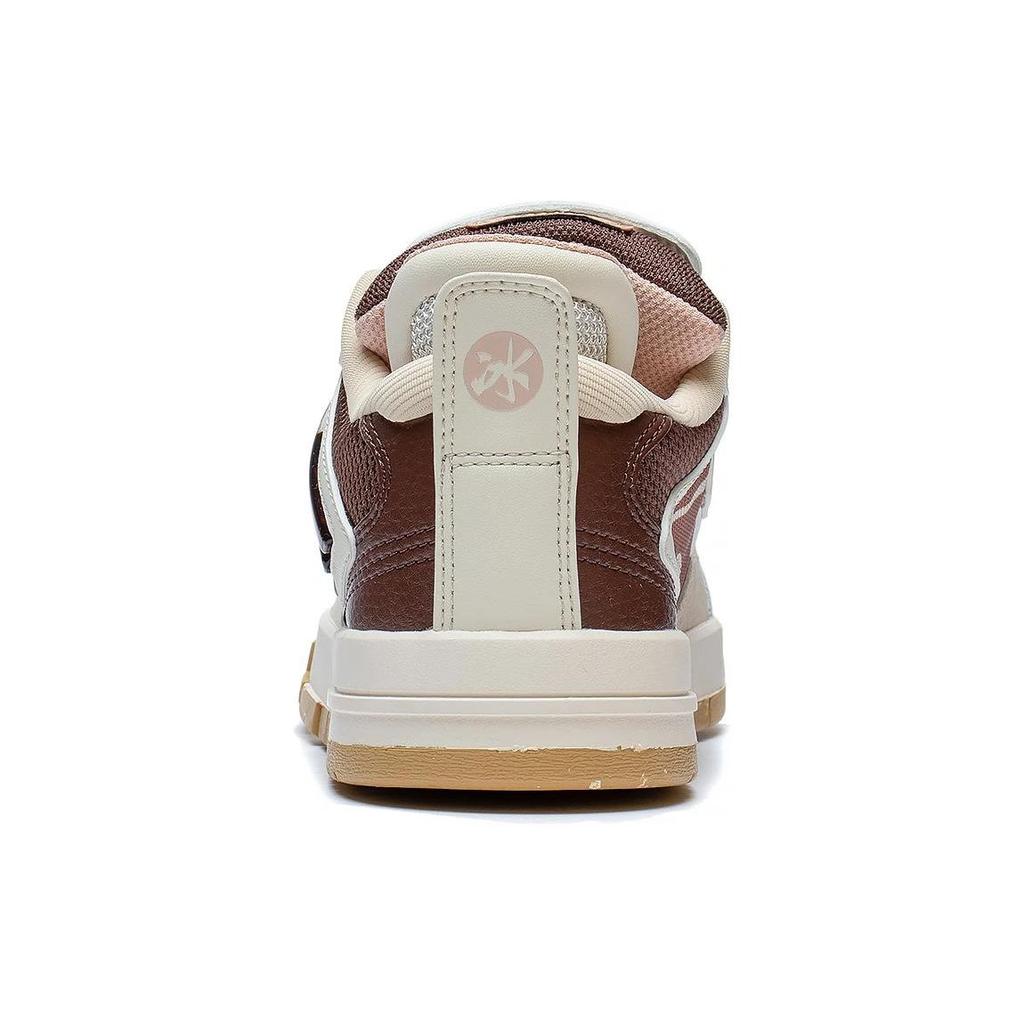 Li-Ning We Are Pro Synthetic Leather Non-Slip Wear-Resistant Low-Top Skate Shoes Women Sneakers White Gray Brown AECT010-2