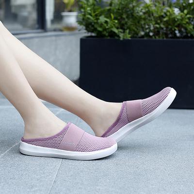 Большие размеры сверхлегкие сетчатые дышащие плетеные туфли модные и повседневные полулегкие женские туфли на толстой подошве с воздушной подушкой одна педаль