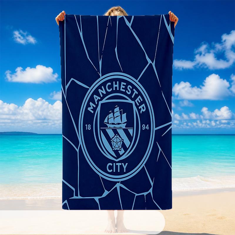 Quick Dry Beach Towel Manchester City Pattern, Lightweight Absorbent Towel for Pool Beach Vacation Use