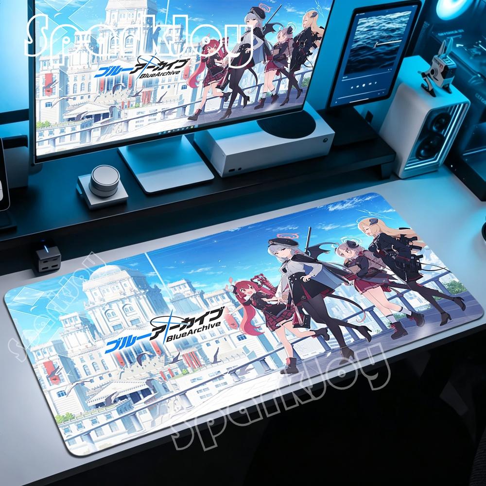 Xxl Mouse Pad Blue Archive Anime Gir Cute Mousepad AntiSlip Mouse Pad Gamer Desk Gaming Laptop Accessories Teclado Mat 90x40cm