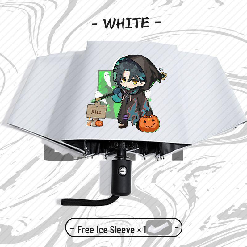 Зонт Genshin Impact Automatic складной с защитой от ультрафиолета для учеников начальной школы - устойчив к ветру, подходит для использования в солнечную и дождливую погоду