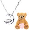 Ожерелье в виде полумесяца с натуральным бриллиантом x бриллиантом, рожденным в апреле, серебряный коричневый плюшевый мишка [Sears] для женщин e-1625-tdt-01-b04