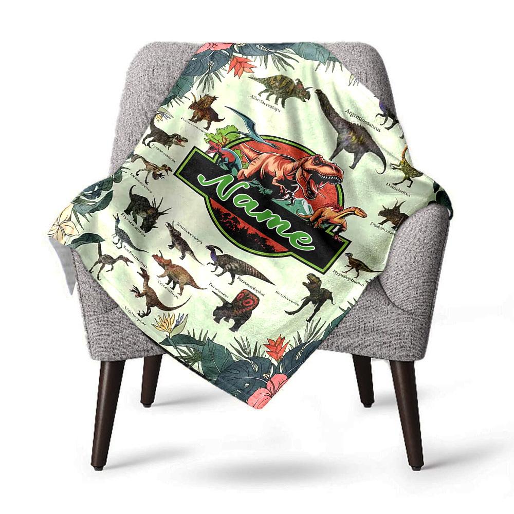 Dinosaur World Home Customize Your Name Blankets Comfortable Soft Lightweight Multiseasonal Blanket For Picnics Sofas Offices Beds Living Rooms