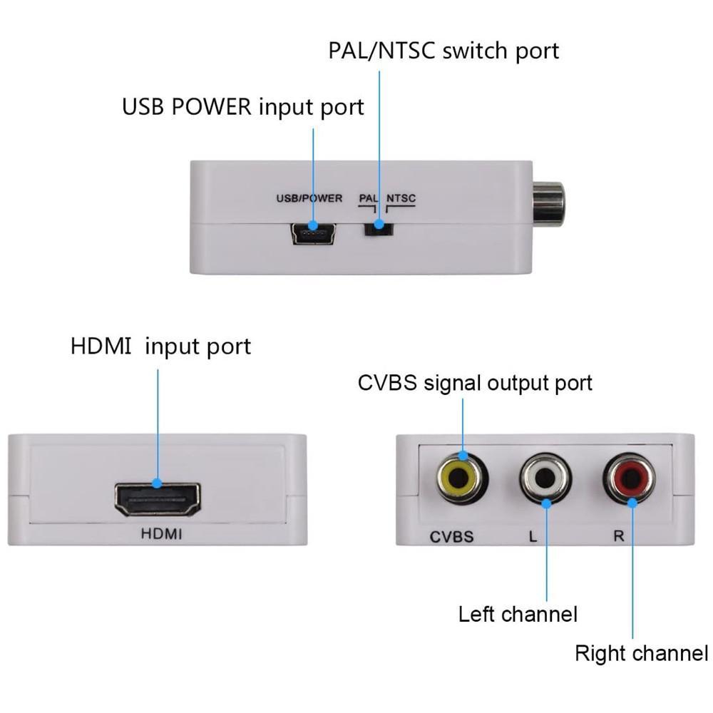 HDMI 2AV RCA/CVSB L/R видео к HDMI-совместимому адаптеру AV-скалера HD Video Converter Box 1080P Поддержка NTSC PAL YSL