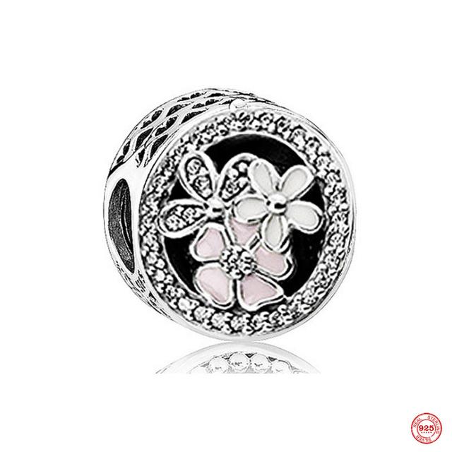 Новый розовый кулон в форме бабочки с цветком, подвеска из бисера, модный оригинальный браслет из стерлингового серебра 925 пробы для женщин, ювелирные изделия своими руками, подарок