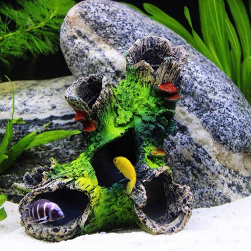 Aquarium Tree Trunk Resin Decoration Fish Tank Ornaments Natural Appearance Statues For Hiding Shrimp And Fish Landscape