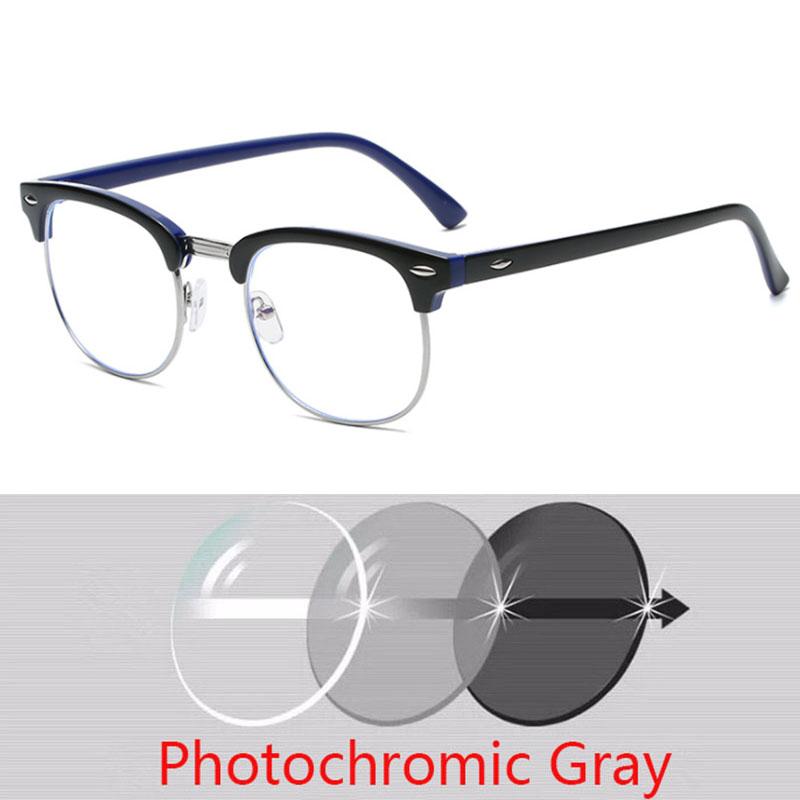 Hyperopia Diopter SPH 0 +0.5 +1 +1.5 +2 +2.5 +3 +3.5 +4 +4.5 +5 +5.5 +6.0 Half Metal Frame Photochromic Finished Reading Glasses