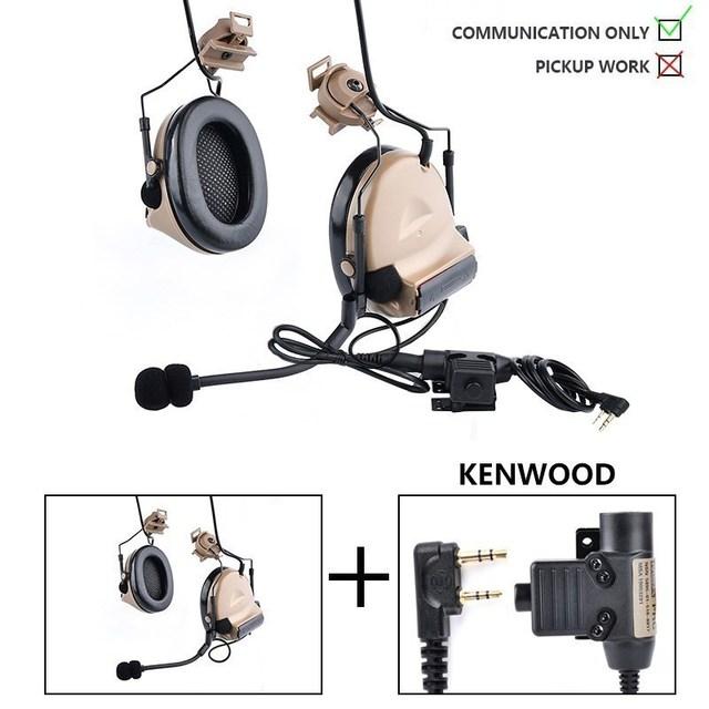 Тактическая гарнитура WADSN Comtac II для охоты C2, наушники для стрельбы с Kenwood U94 PTT, адаптер для шлема, мягкие наушники