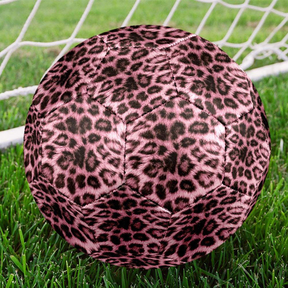 1pc Pink Leopard Print Theme Soccer Ball Football, Size 5, Lightweight PVC, Outdoor Training Soccer Ball,Gift c65131
