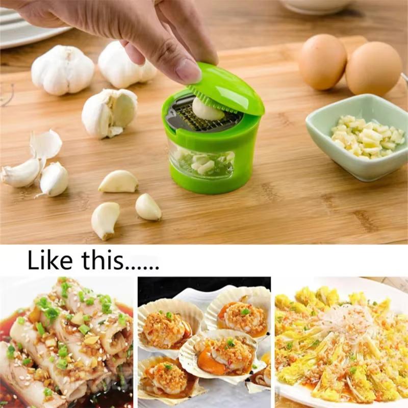 Multifunction Plastic Garlic Press Presser Crusher Slicer Grater Dicing Slicing and Storage Kitchen Vegetable Tool