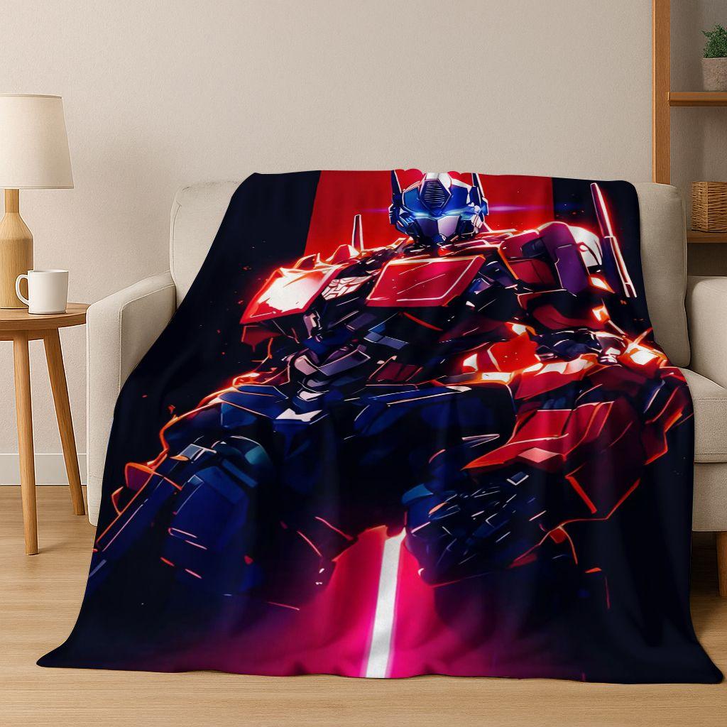 Cartoon T-Transformers Autobots Optimus Prime Flannel Blanket,Warm and Cozy Soft Throw Blanket for Home Bedroom Bed Sofa Cover