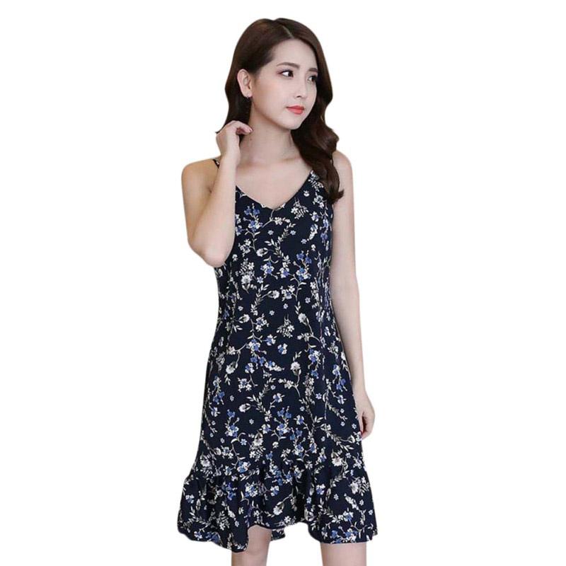 Летние женские платья Свободное шифоновое платье с V-образным вырезом и цветочным принтом