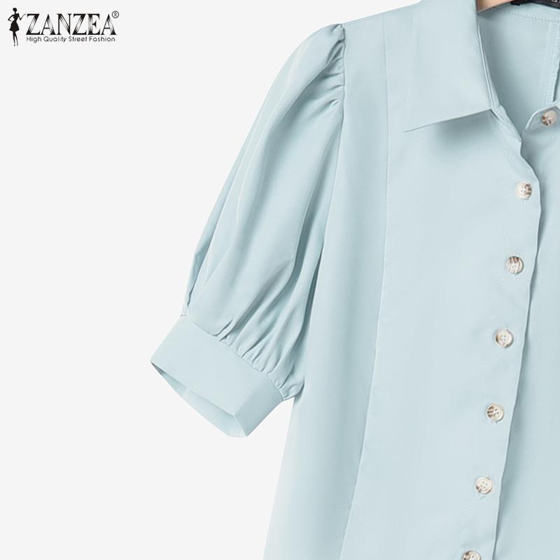 ZANZEA Women Short Sleeve Blouse and Wide Leg Pants Casual Two Piece Suit Sets