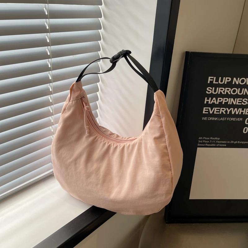 Однотонная женская сумка-полумесяц, простая и универсальная, вместительная, классического стиля, повседневные сумки через плечо и через плечо