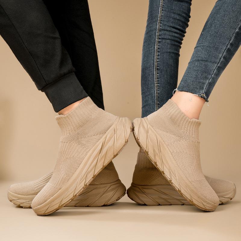 Новые зимние бархатные парные носки-кеды с высоким верхом на одной педали женские повседневные спортивные туфли