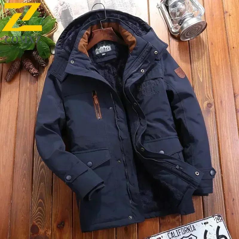 Winter Parka Men Windbreaker Fleece Thick Warm Fur Coats Male Retro Hooded Streetwear Overcoats Men's Windproof Jackets 6xl