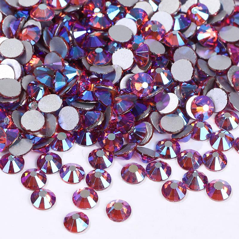 Цветной АБ Хрусталь Плоское Дно Сверло Круглое Сверло для Ногтей Сделай Сам Красочные Украшения для Ногтей
