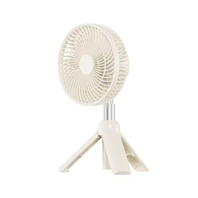 New Portable Camping Fan USB Rechargeable Electric Fan Automatic Head Shaking Folding Ceiling LED Light Tripod Stand Desktop