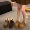 Fleece muffin increases height with one pedal, big head, ugly and cute Birkenstock cotton shoes, women's new thick-soled warm snow boots in winter