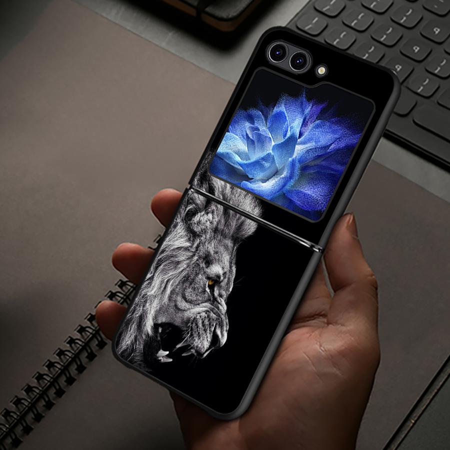 Крутой чехол Лев для Samsung Galaxy Z Flip 7 6 5 4 3 Flip4 Flip7 FE Flip6 Flip3 Flip5 Задняя крышка телефона Funda