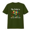 Женская футболка My Child Non Verbal But HIs Mama Ain t Autism Awareness Mom Shirt Черная винтажная стираная топ для повседневной носки Немного