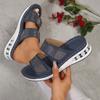 Модные женские босоножки на покатом каблуке 2024 года со стразами, удобные однотонные туфли, тапочки в полоску с одним персонажем, повседневные босоножки на воздушной подушке, лето