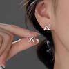 2025 High-End Silver Star Bow Stud Earrings for Women