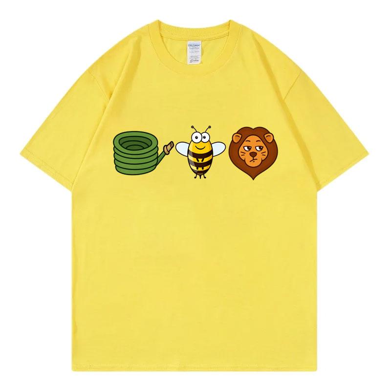 Hose Bee Lion Funny Garden Meme Tshirts Unisex Unisex Clothing High Street Fashion Trend Tshirt Summer Casual 100cotton T Shirts
