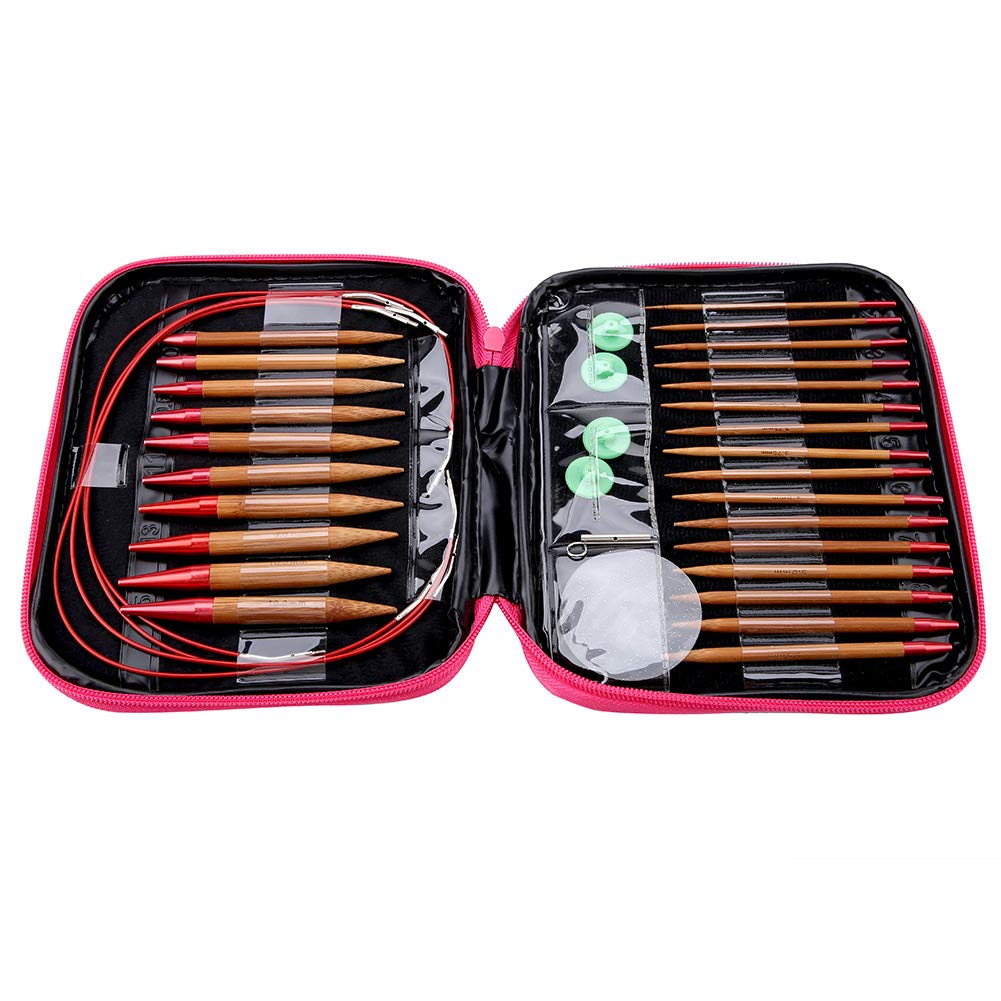 Кольцо спицы спицы вязание ручной работы Rust PU сумка 13 предметов набор, кольцо, игла, подарок, подарок, DIY, принадлежности, доказательство, включено,