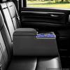 Universal Rear Bench Seat Center Console with 7-Color Ambient Lights, Wireless/USB/Cigarette Lighter Charging, Back Seat Central Console Organizer