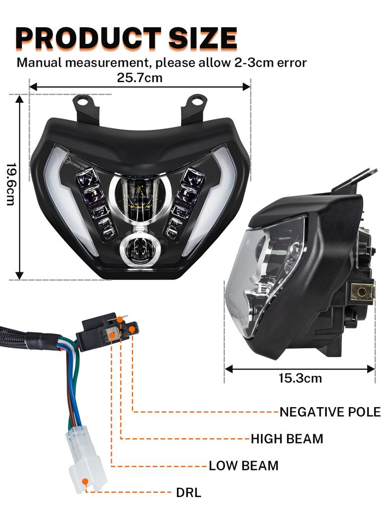 E-MARK для Yamaha MT 09 2014 MT 07 2018-2019 мотоциклетная светодиодная фара в сборе DRL 110 Вт водонепроницаемая мотоциклетная фара