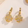 Elegant Four Leaf Clover Jewelry Set Women Gold Plated Stainless Steel Necklace Bracelet Earrings With Water Wave Chain