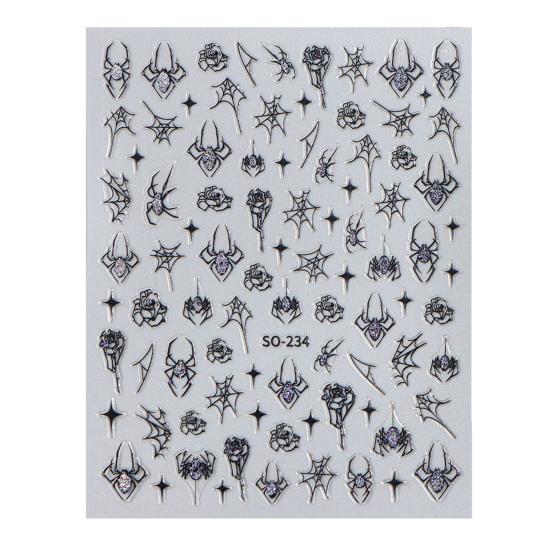 1 Sheet Halloween Spider Nail Art Sticker Waterproof Self-adhesive Gothic Spooky Spiderweb Women Fake Nail Decoration Decal