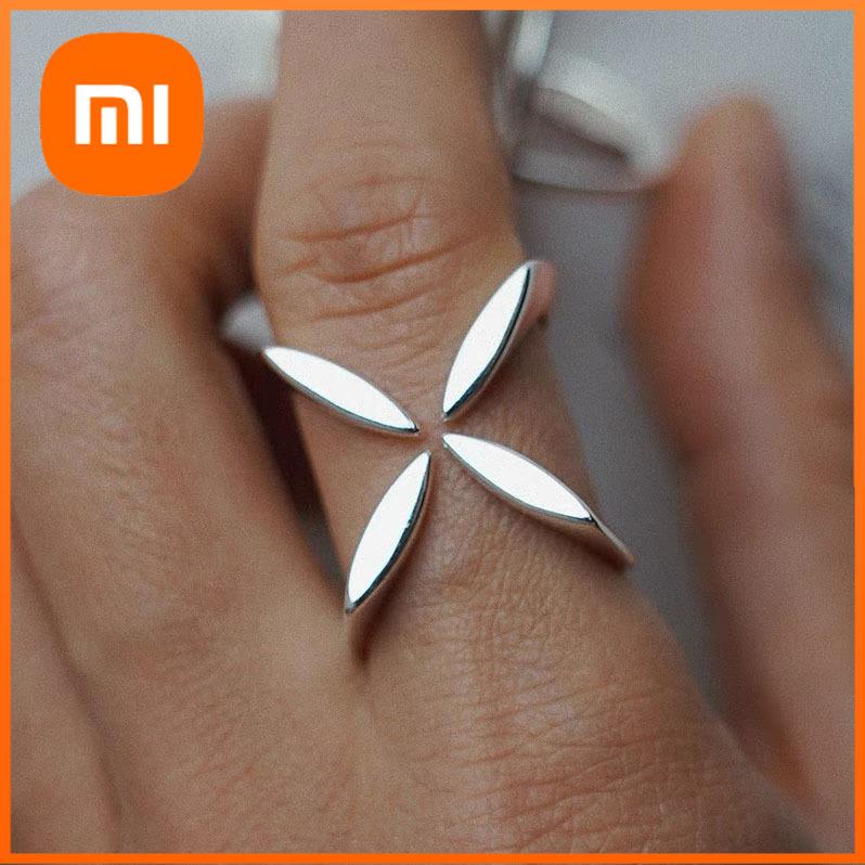 Xiaomi Уникальное кольцо из стерлингового серебра 925 пробы для женщин, регулируемое по размеру винтажное кольцо с крестом и цветком для вечеринки, подарка на день рождения