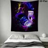 Neon-colored headphones Pattern Home Decor Tapestry, Wall Hanging, Decorative RV Wall Cloth.MGT0918440