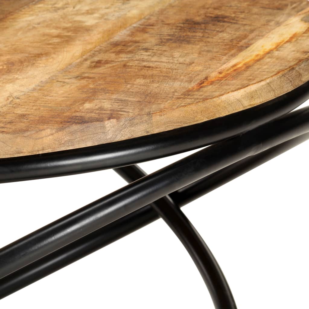 Coffee Table Black 60x60x40 cm Rough Mango Solid Wood