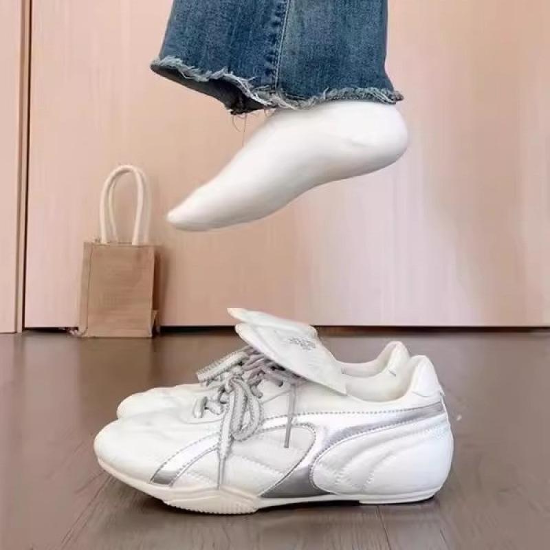 Soft Leather German Training Shoes Women's 2025 New Spring Women's Shoes Retro Flat-soled Forrest Gump Shoes Flip-top Casual Sports Little White Shoes