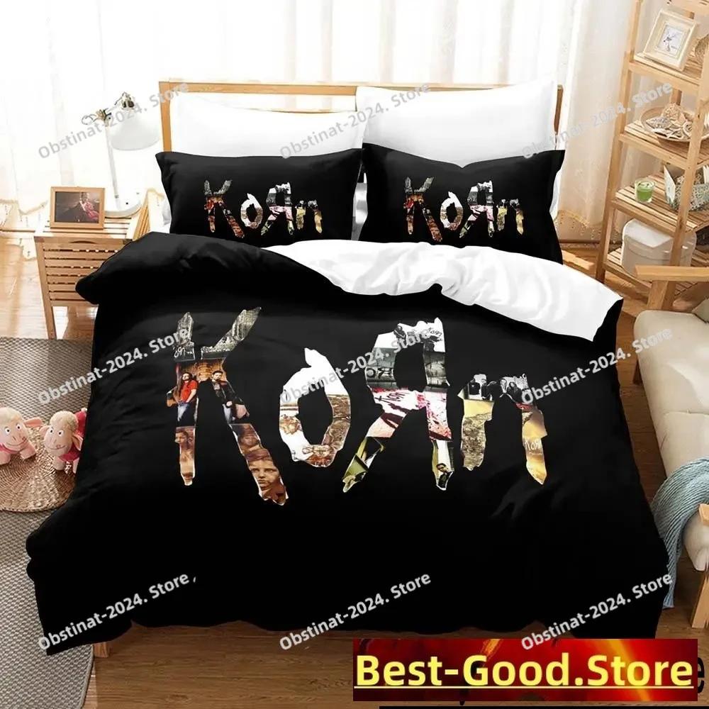 Модный постельный комплект 3D-печать с принтом рок-группы Korn Пододеяльник Наволочка Комплект постельного белья Постельное белье из льна Покрывало Размер Full Queen King